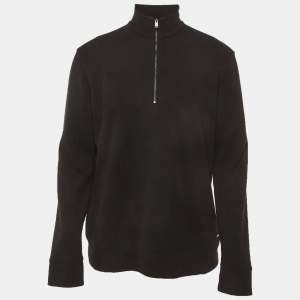 مملوكة مسبقًا Boss By Hugo Boss Black Jersey Zip-Up Sweatshirt L