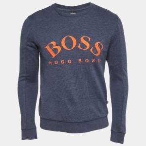 مملوكة مسبقًا Boss by Hugo Boss Blue Embroidered Cotton Salbo Sweatshirt S