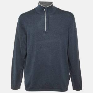 مملوكة مسبقًا Boss By Hugo Boss Blue Cotton & Cashmere Knit Pewis Jumper XXL