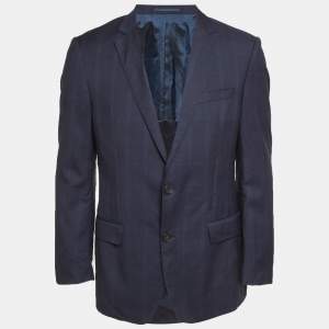 مملوكة مسبقًا Boss By Hugo Boss Blue Checks Wool Super 120 Blazer L