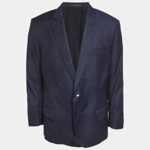 مملوكة مسبقًا Boss by Hugo Boss Blue Checks Wool Slim Fit Blazer 4XL