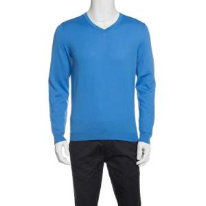 Boss By Hugo Boss Blue Extra Fine Merino Wool Slim Fit Baku-B Sweater M