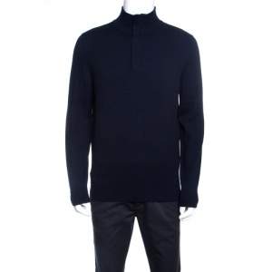Boss By Hugo Boss Navy Blue Regular Fit Zip Detail Sweater M
