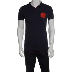 Pre Owned Boss By Hugo Boss Navy Blue Pima Cotton Logo Embroidered Polo T-Shirt L