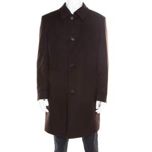 Boss By Hugo Boss Brown Wool and Cashmere The Task9 Overcoat 2XL