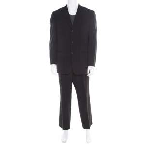 Boss by Hugo Boss Black Striped Wool Einstein/Sigma Suit XL