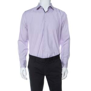 Boss by Hugo Boss Lilac Pinstriped Cotton Joey Shirt L