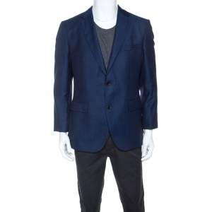 Pre Owned Boss by Hugo Boss Navy Blue Wool Jeen Blazer L