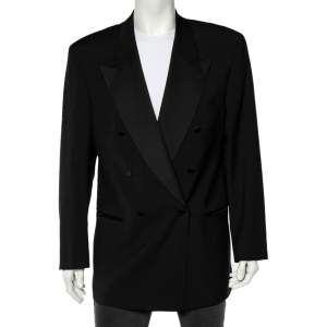 Pre Owned Boss By Hugo Boss Black Wool Double Breasted Jacket XXL