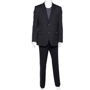 Boss By Hugo Boss Black Striped Wool Single Breasted Suit XXL