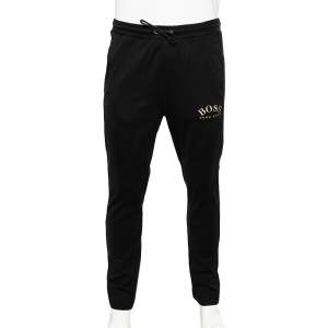 Pre Owned Boss By Hugo Boss Black Logo Embroidered Cotton Jogging Trousers M