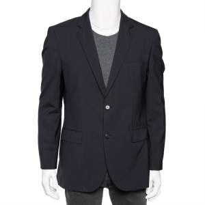 Pre Owned Boss By Hugo Boss Midnight Blue Wool Single Breasted Stretch Fit Blazer L
