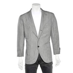 Boss By Hugo Boss Grey Linen Button Front Blazer XXL