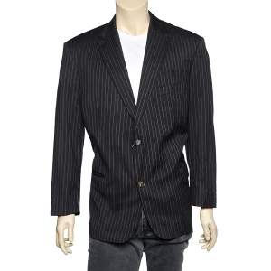 Boss by Hugo Boss Black Striped Wool Pasolini1/Movie1 Blazer 3XL
