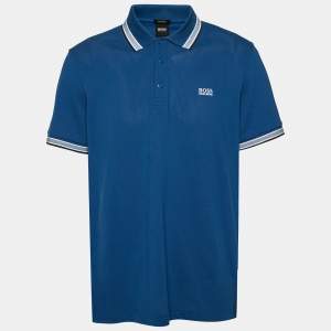 Pre Owned Boss by Hogo Boss Blue Cotton Regular Fit Polo T-Shirt XXL