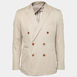 Pre Owned Boss By Hugo Boss Beige Cotton Nickson/Knox Double Breasted Blazer L