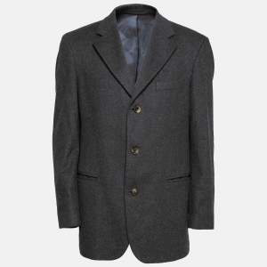 Pre Owned Boss By Hugo Boss Grey Wool Vintage Blazer XL