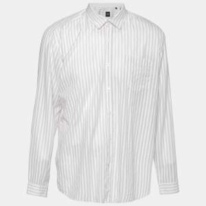 Boss By Hugo Boss White Striped Cotton Shirt XXL