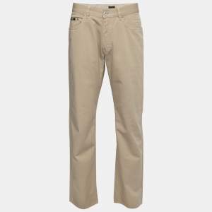 Boss By Hugo Boss Beige Cotton Arkansas1 Trousers L Waist 34" 