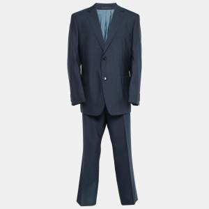 Boss By Hugo Boss Blue Grey Wool Single-Breasted Suit 3XL