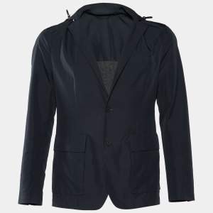 Pre Owned Boss By Hugo Boss Navy Blue Synthetic Hooded Nielson Blazer M