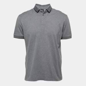 Boss By Hugo Boss Grey Cotton Knit Polo T-Shirt M