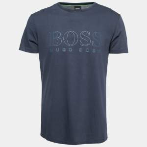 Boss By Hugo Boss Blue Embossed Logo Print Cotton Teebo_N T-Shirt L