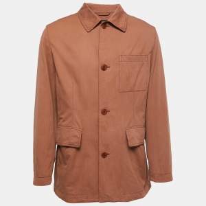 Pre Owned Boss By Hugo Boss Vintage Brown Cotton Button Front Jacket L