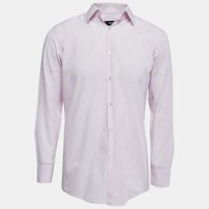 مملوكة مسبقًا Boss By Hugo Boss Pink Pin Check Cotton Marlow Sharp Fit Shirt M