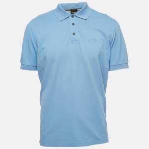 Pre Owned Boss By Hugo Boss Blue Pima Cotton Ferrara Polo T-Shirt XL