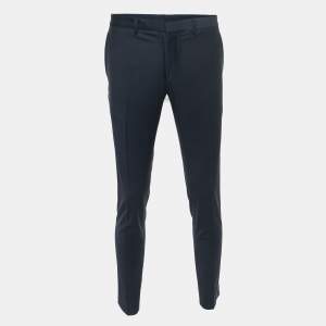 Boss By Hugo Boss Navy Blue Wool Blend Trousers S