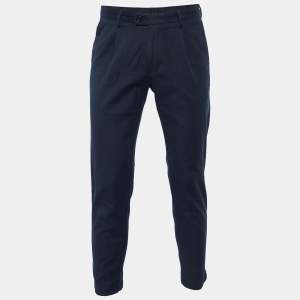 Boss By Hugo Boss Navy Blue Cotton Riko Pleats Pants S