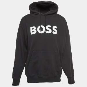 Boss By Hugo Boss Black Cotton Logo Patch Oversized Hoodie XL