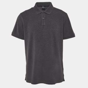Pre Owned Boss By Hugo Boss Grey Cotton Pique Polo T-Shirt XXXL