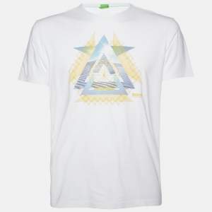 Boss By Hugo Boss White Printed Cotton Modern Fit T-Shirt L
