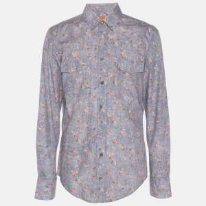 Pre Owned Boss Orange by Hugo Boss Multicolor Floral Print Cotton Long Sleeve Shirt M