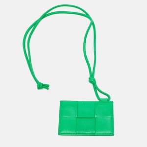 Bottega Veneta Green Intrecciato Leather Cassette Badge Holder