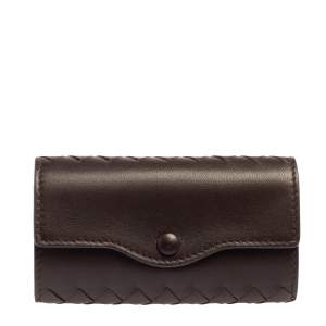 Bottega Veneta Dark Brown Intrecciato Leather Key Holder