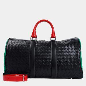 Bottega Veneta Black Parakeet Calf Leather Colorblock Duffle Bag