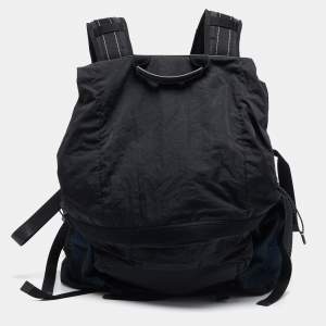Bottega Veneta Black/Blue Nylon Paper Touch Backpack
