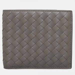 Bottega Veneta Grey Leather Intrecciato Wallet