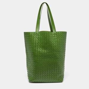 Pre Owned Bottega Veneta North South Large Intrecciato Leather Tote