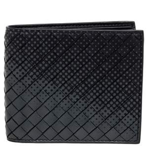 Bottega Veneta Black/Grey Intrecciato Leather Bifold Compact Wallet