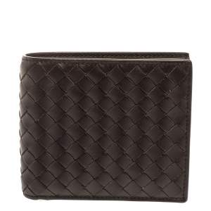 Bottega Venetia Mocha Brown Intrecciato Leather Bifold Compact Wallet