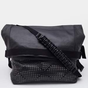 Bottega Veneta Black Leather Messenger Bag
