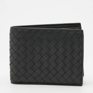 Bottega Veneta Dark Grey Intrecciato Leather Bifold Wallet