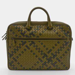 Bottega Veneta Green Leather Messenger Bag