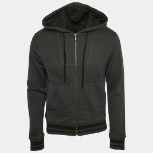 Bottega Veneta Black Cotton Knit Zip-Up Continuity Hoodie S