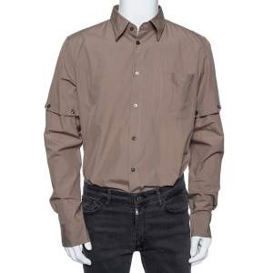Bottega Veneta Light Brown Cotton Detachable Sleeve Detail Shirt XL 