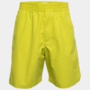 Bottega Veneta Lime Green Cotton Elastic Waist Shorts M